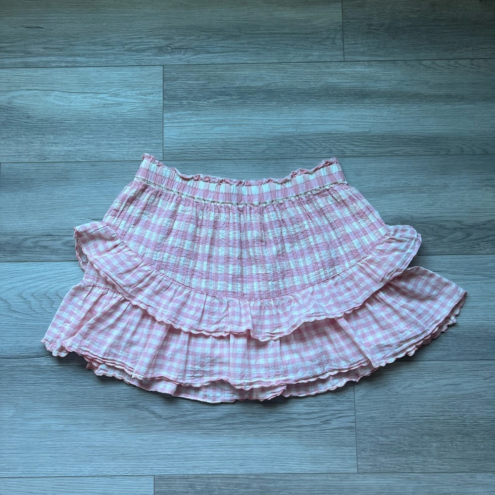 LoveShackFancy Shae skirt
Groovy pink gingham ruffle mini